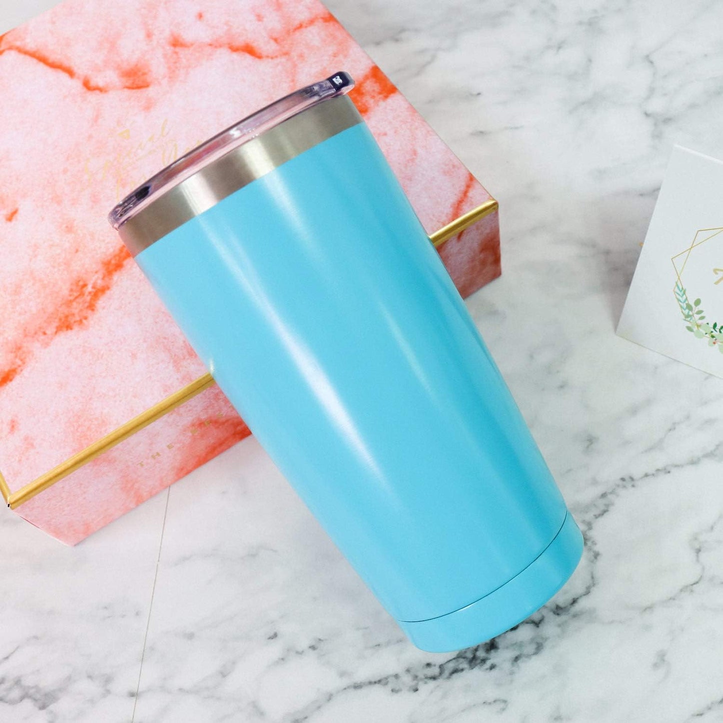 Stainless Steel Travel Tumbler with Straw and Lids, Insulated Coffee Cup Double Wall Vacuum for Men Women, 550ML/20OZ, Blue