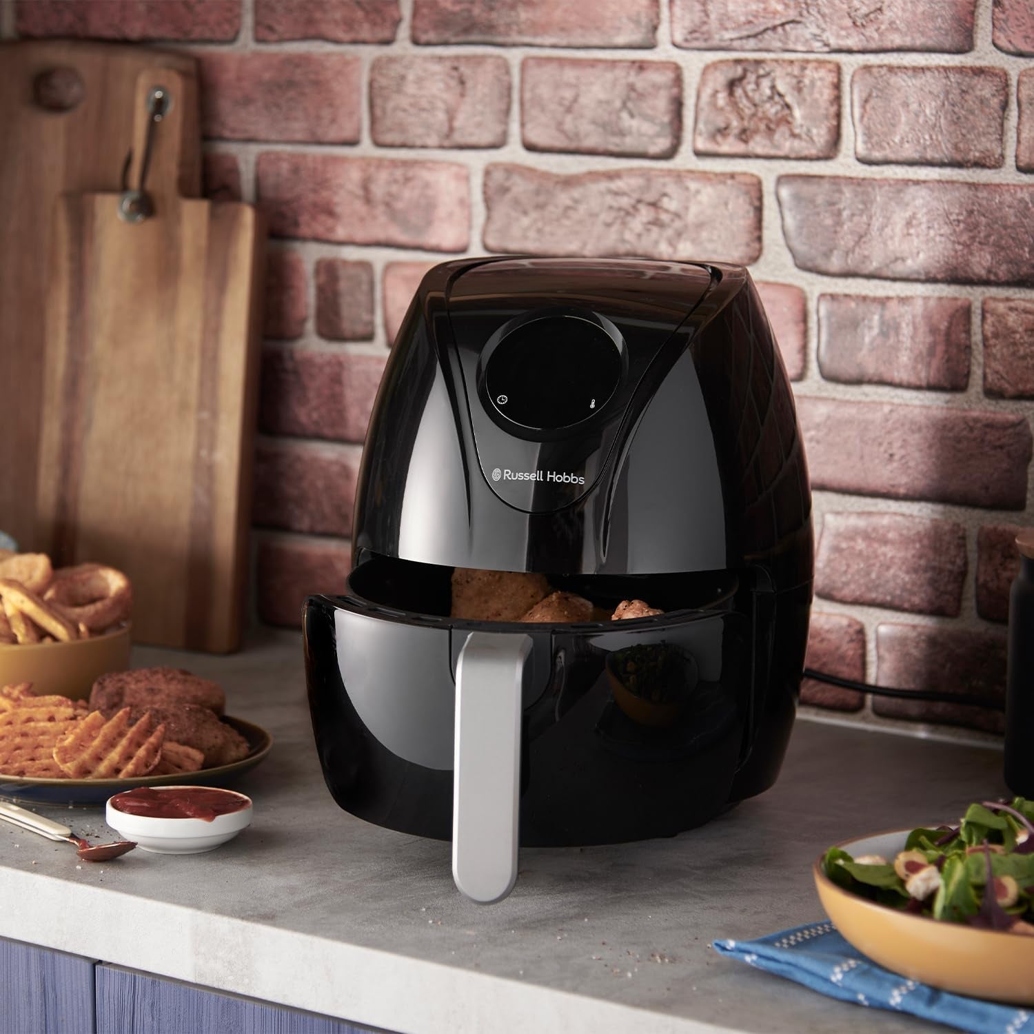 Compact Rapid Digital Air Fryer 3.5L [4 Cooking Functions] Energy Saving, Dishwasher Safe Parts, Touch Screen, Removable Basket, Timer, Max Temp 200°C, No Oil, Grill, Bake, 27350