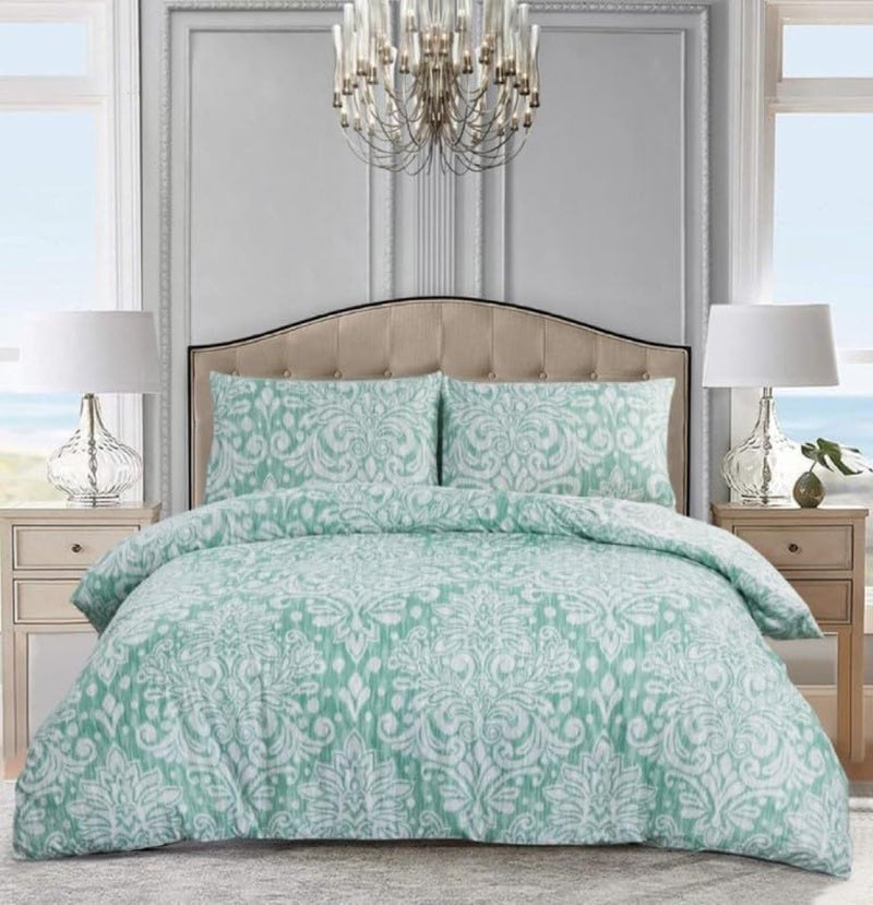 Best Linen 4 Piece Duvet Cover Set Polyester Cotton Quilt Cover Pillow Case & Fitted Sheet Complete Bedding Set Easy Care Machine Wash anti Allergic (Floral Grey, Double) (Duvetcover001)