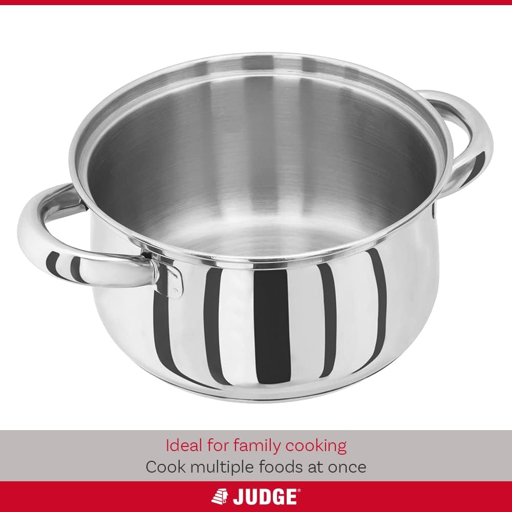 Essential 3-Tier Stainless Steel Steamer - Thermic Base & Vented Glass Lid, Oven-Safe Vegetable Steam Cooker with Cool Handles – Energy-Efficient, Induction Ready Healthy Steamer Cooking – 16Cm