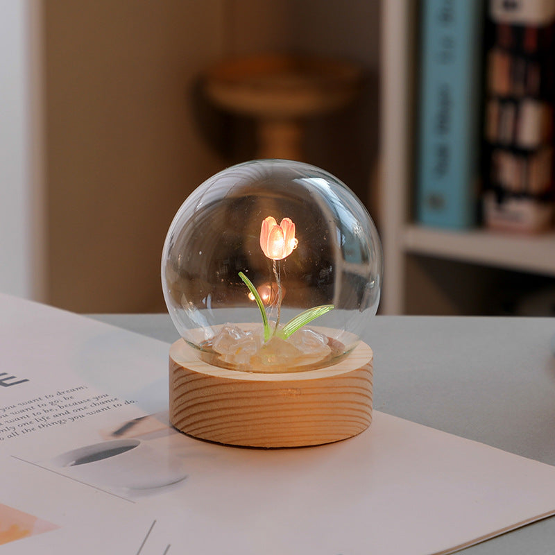 DIY Artificial Tulip Night Light – LED Bedside Lamp & Birthday Decor