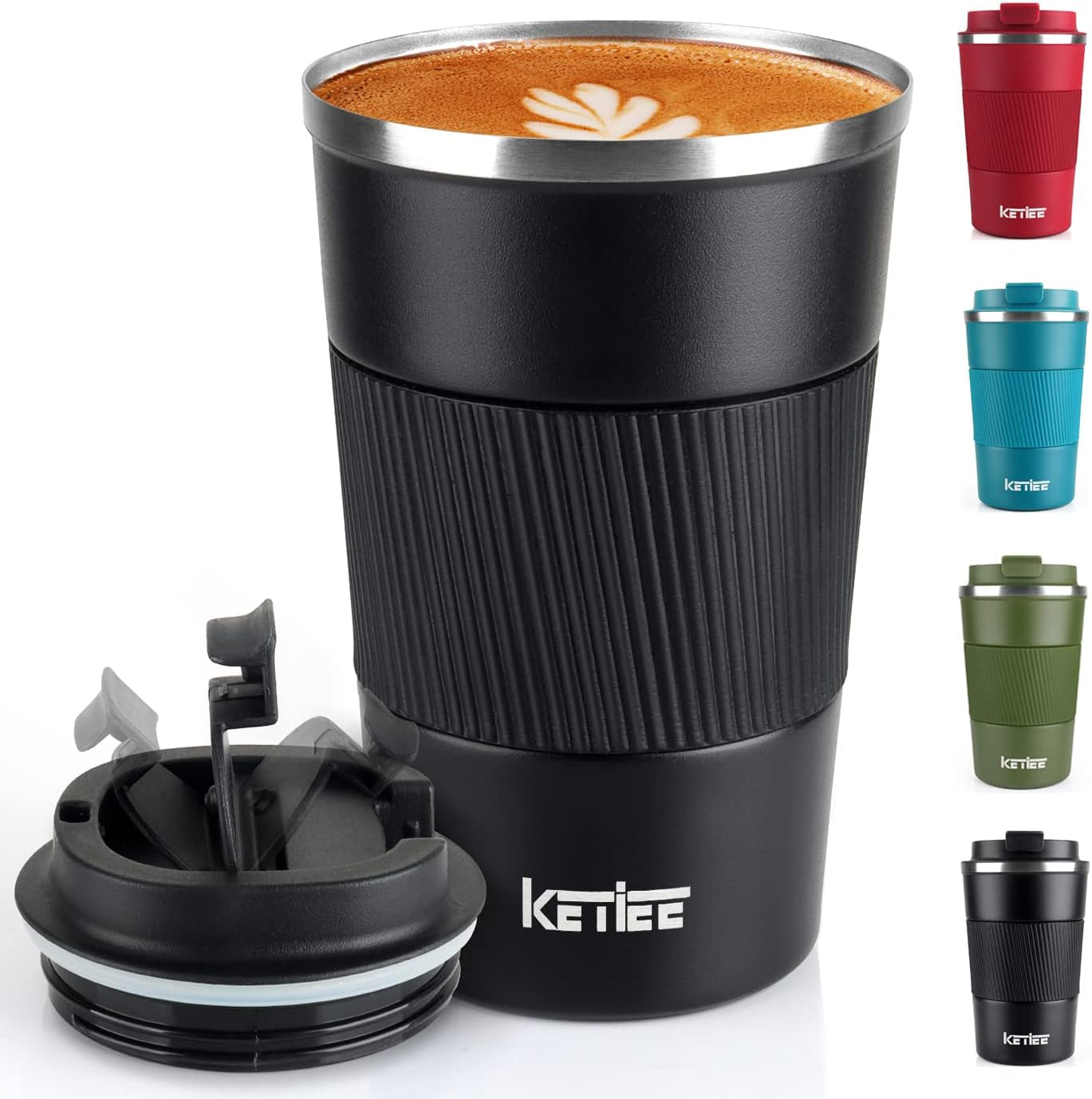 Travel Mugs, 380Ml Insulated Coffee Cup with Leakproof Lid,Reusable Coffee Cups Travel Cup,Coffee Travel Mug,Double Walled Coffee Mug,Stainless Steel Thermaol Mug for Hot Cold Drinks,Blue