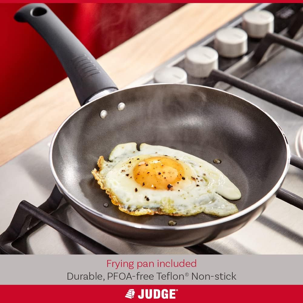 Everyday Non-Stick Four Cup Egg Poacher, 20Cm with Vented Glass Lid and Stay Cool Handle, Aluminium, Teflon
