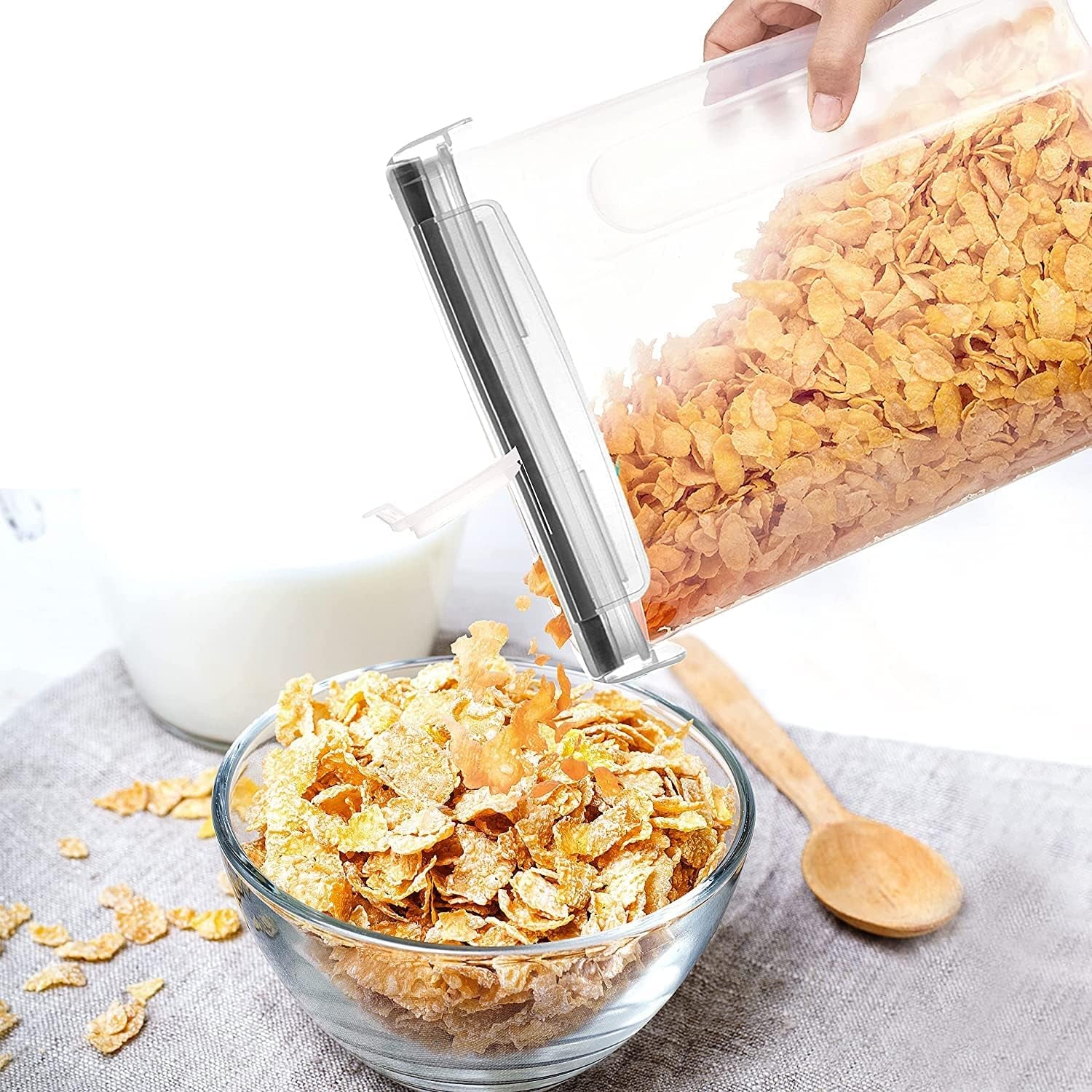 Cereal Storage Container (Set of 3) – BPA Free Plastic – Airtight Kitchen Storage Containers -Dry Food Storage – Cereal Dispenser for Kitchen & Pantry