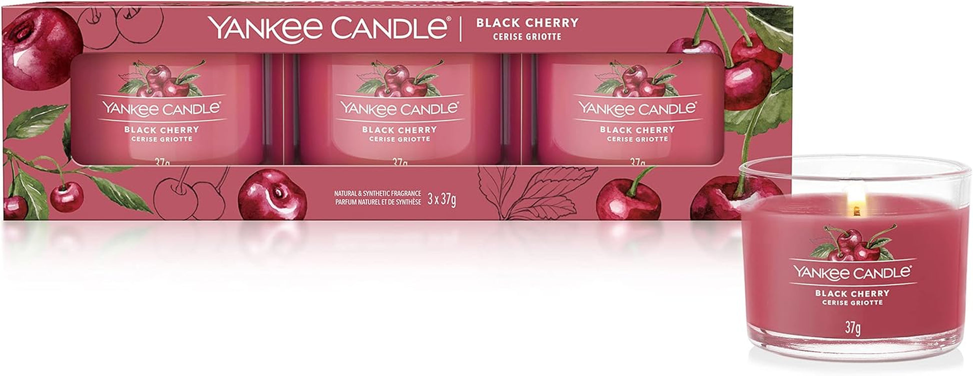 Scented Candles Gift Set, Clean Cotton Filled Votive Candles, Soy Blend Wax Mix, 3 Count