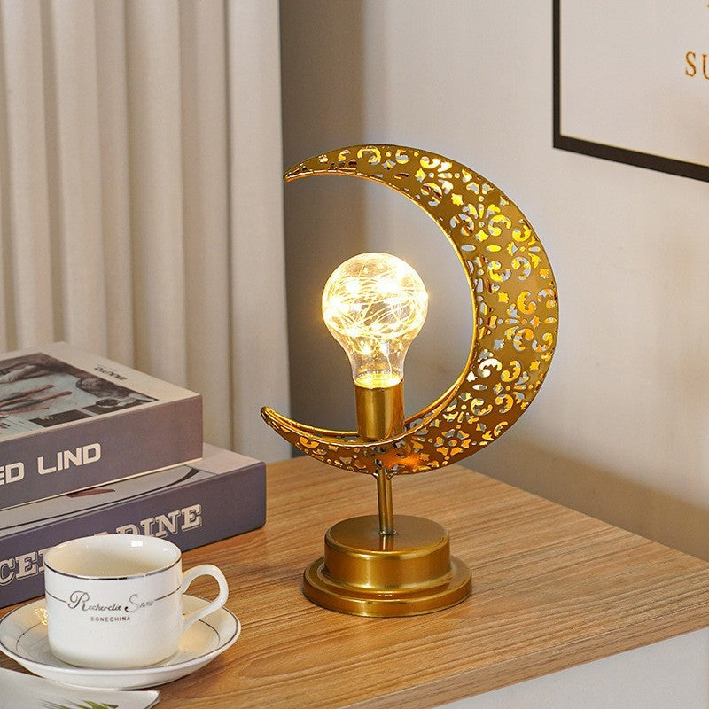 Iron Moon LED Lamp – Creative Modeling Light for Bedroom Decor
