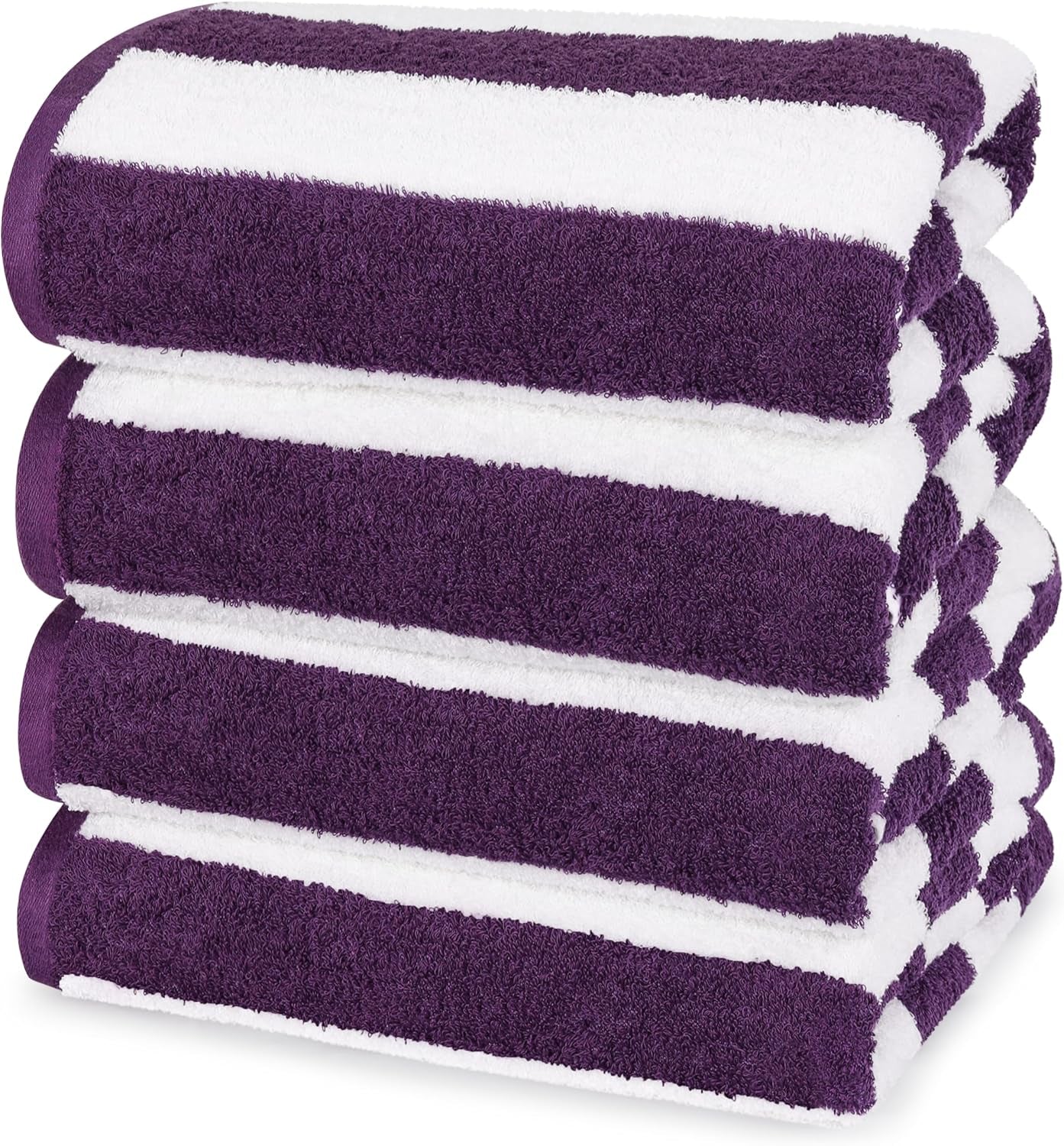 Cabana Stripe Beach Towels (76 X 152 Cm) - 100% Ring Spun Cotton Large Pool Towels, Soft and Quick Dry Swim Towels (Pack of 4) (Blue, Green, Orange & Yellow)