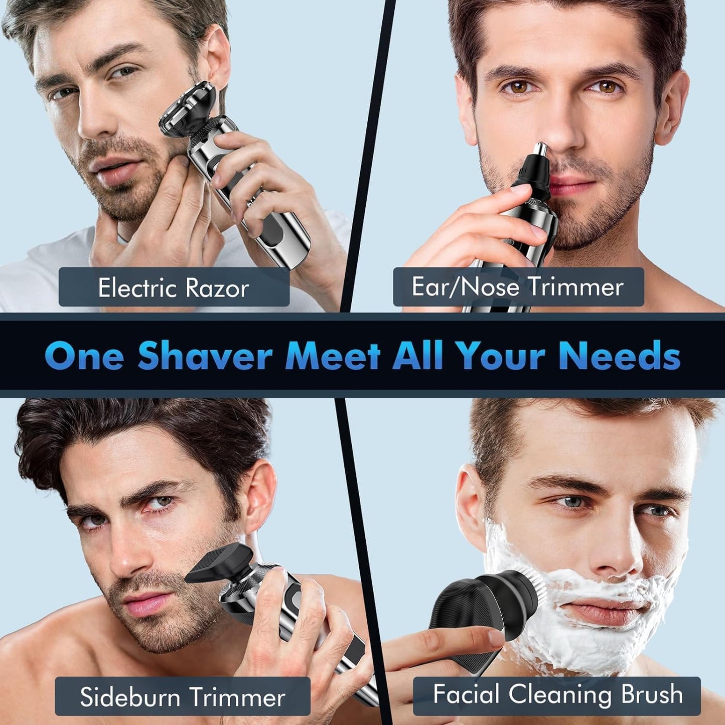 Electric Razor for Men, 2024 Upgraded 2-Speed Electric Shavers for Men, Waterproof Wet/Dry Shaver for Men, Cordless Rechargeable Mens Shaver Electric Razor Grooming Kit