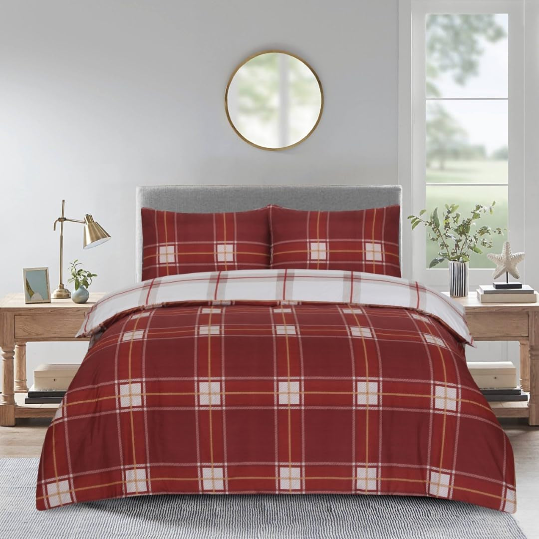 Best Linen 4 Piece Duvet Cover Set Polyester Cotton Quilt Cover Pillow Case & Fitted Sheet Complete Bedding Set Easy Care Machine Wash anti Allergic (Floral Grey, Double) (Duvetcover001)