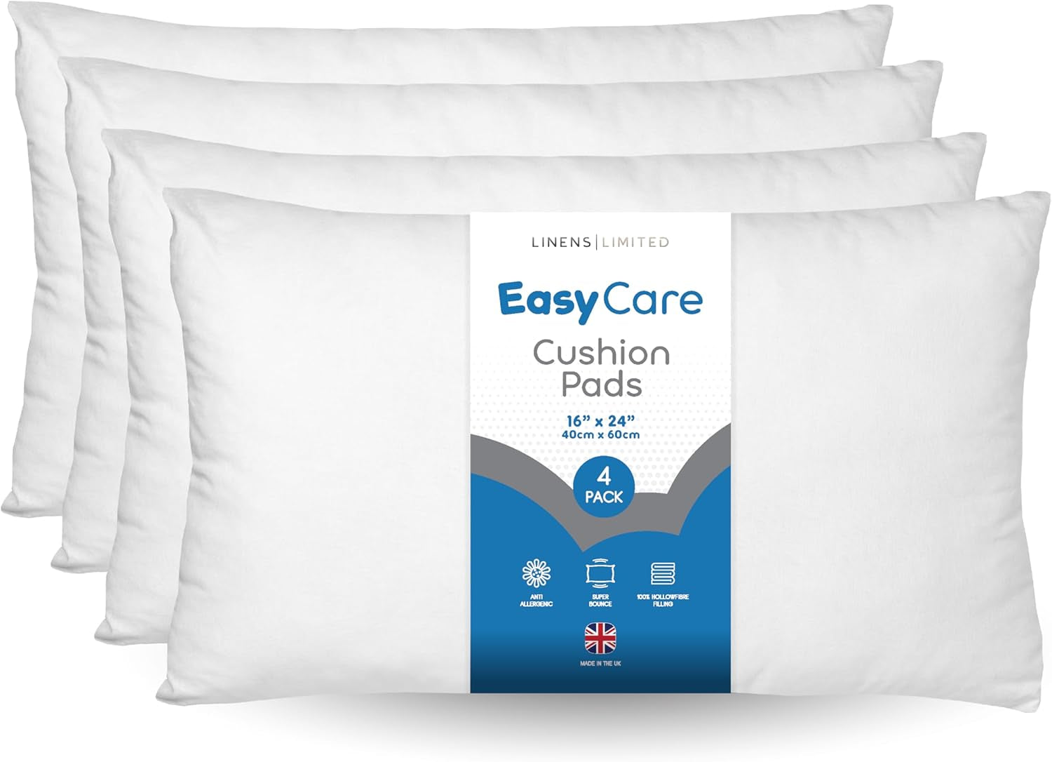 - Cushion Insert 40Cm X 60Cm, Made in the UK, Soft and Plump, Non-Allergenic Sofa Cushion Pad, Easy to Clean, Large Cushion Inner, Perfectly Fits Covers (White) (2 Pack)